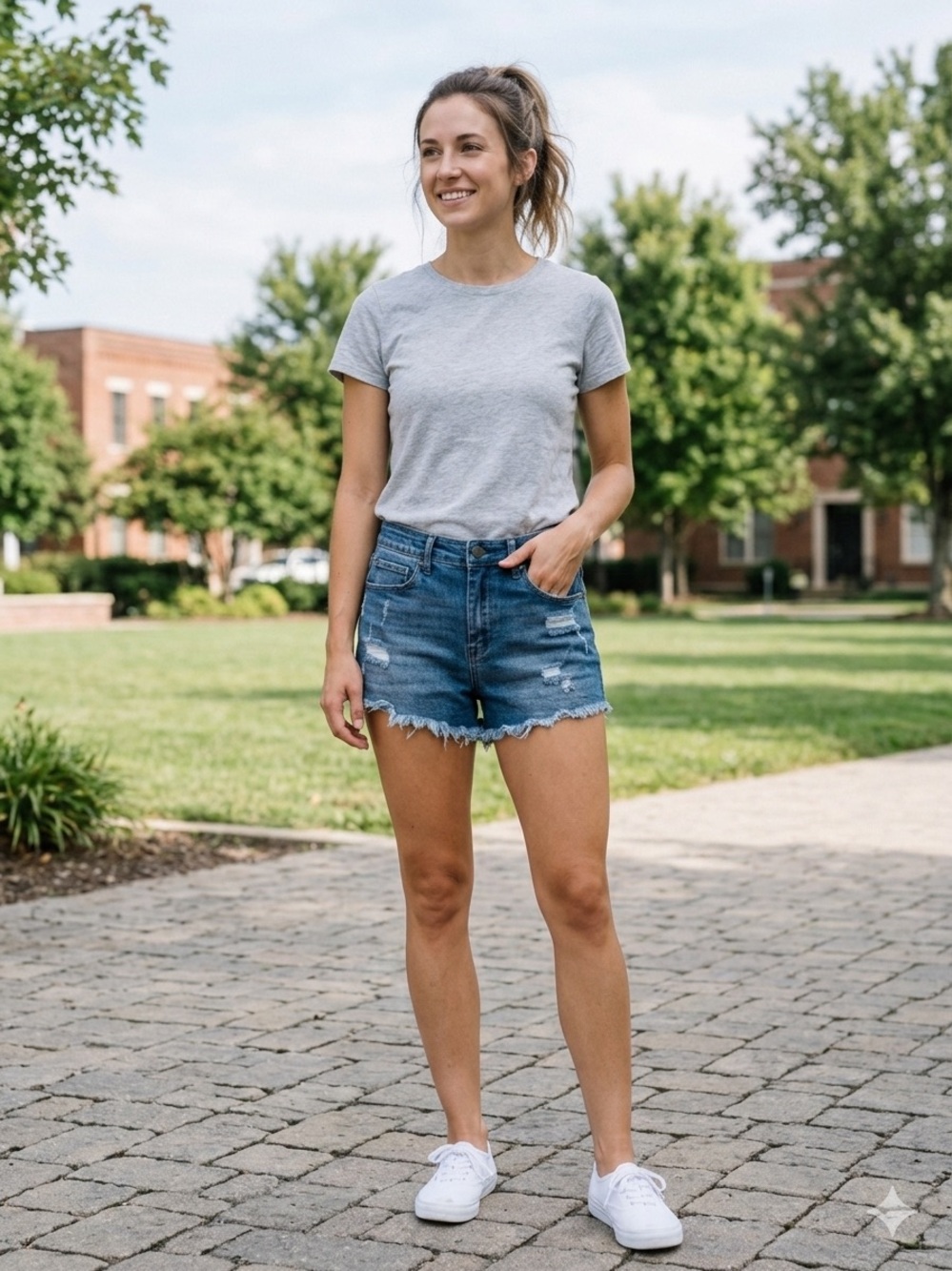 BLANK NYC High-Rise Distressed Denim Shorts - Dark Blue. Size 27